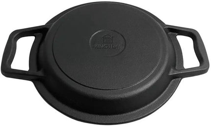 Kinghoff KH1733 Set de casseroles de camping en fonte - 3-en-1 - 8 Litres - Adapté au feu, à la plaque de cuisson et au four - Incl. couvercle-gril et support - Camping