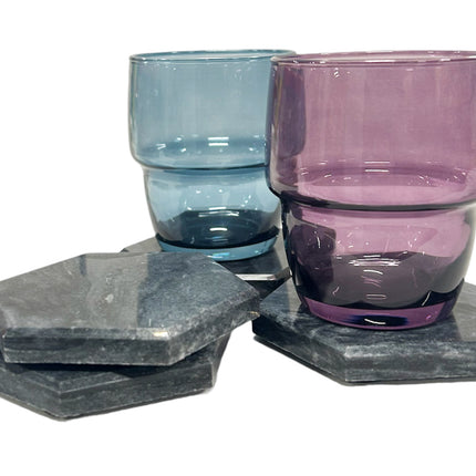 Sous-verres en marbre pour verres - Pierre naturelle - 4 pièces