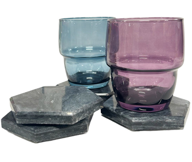 Marmeren onderzetters voor glazen - Natuurstenen - 4 stk