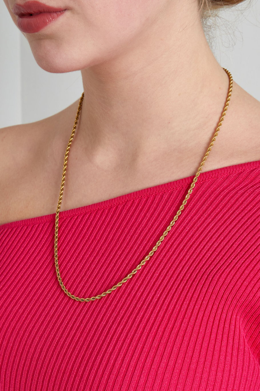 Goldene gedrehte Damen- / Herrenkette – Robuste Flechtkette – 60 cm – Edelstahl