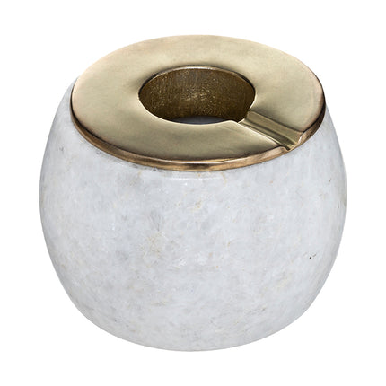 Cendrier en marbre, blanc doré