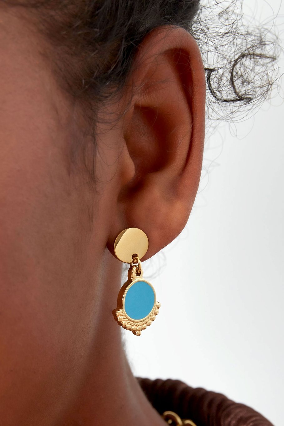 Elegant colorful earrings - gold/blue - set of 2 - 5x3cm -