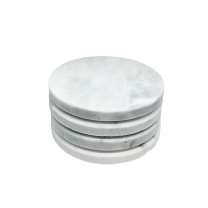 Lot de 4 sous-verres ronds pour verres D10 cm marbre blanc