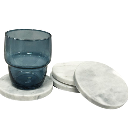 Lot de 4 sous-verres ronds pour verres D10 cm marbre blanc