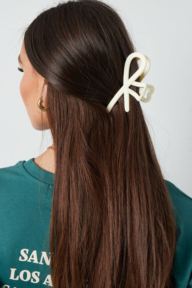 Pince à Cheveux Ondulations Bouclées - Barrette en Plastique - 11 cm - Blanc cassé
