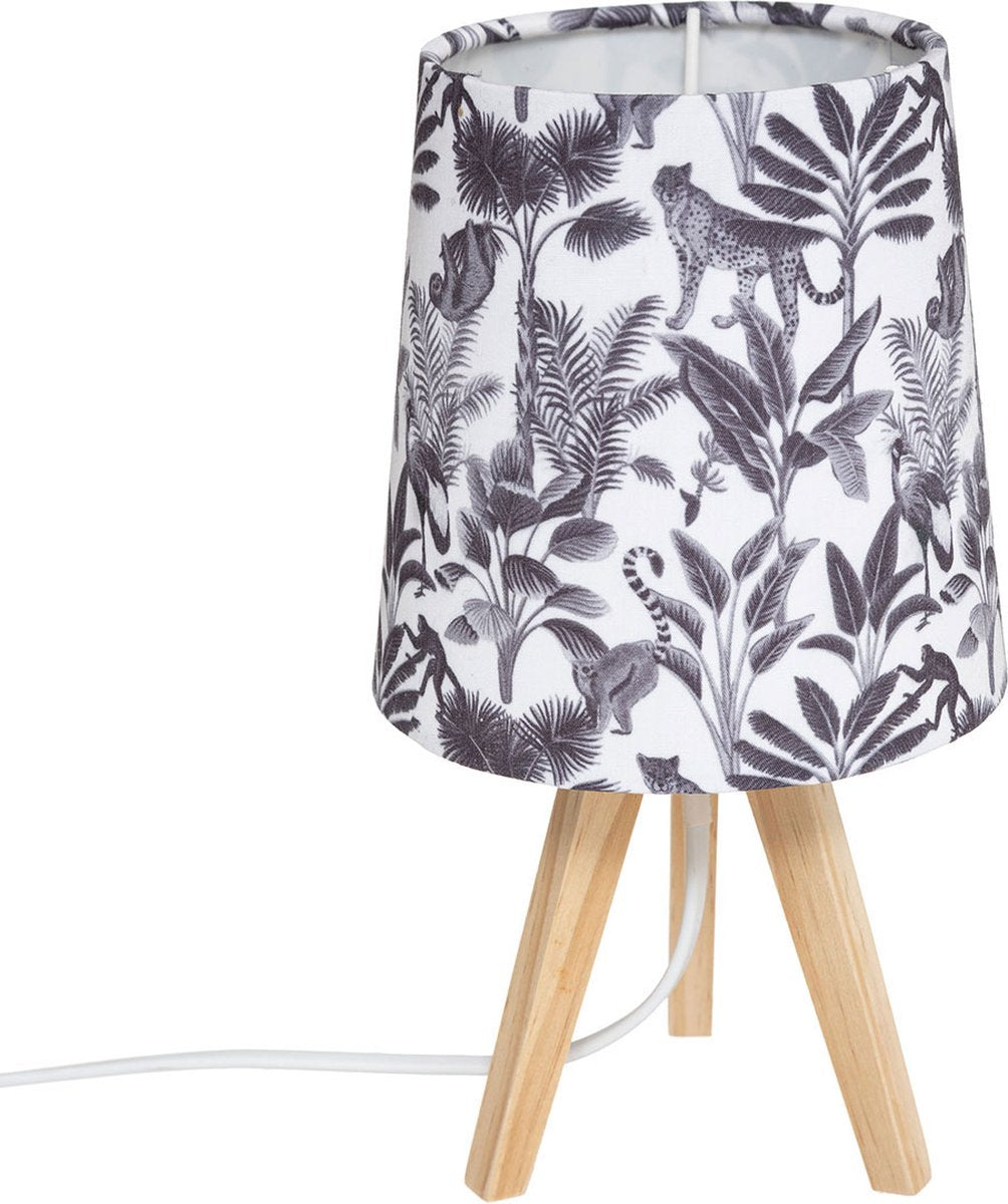 Jungle Lamp Black White Wooden Tripod