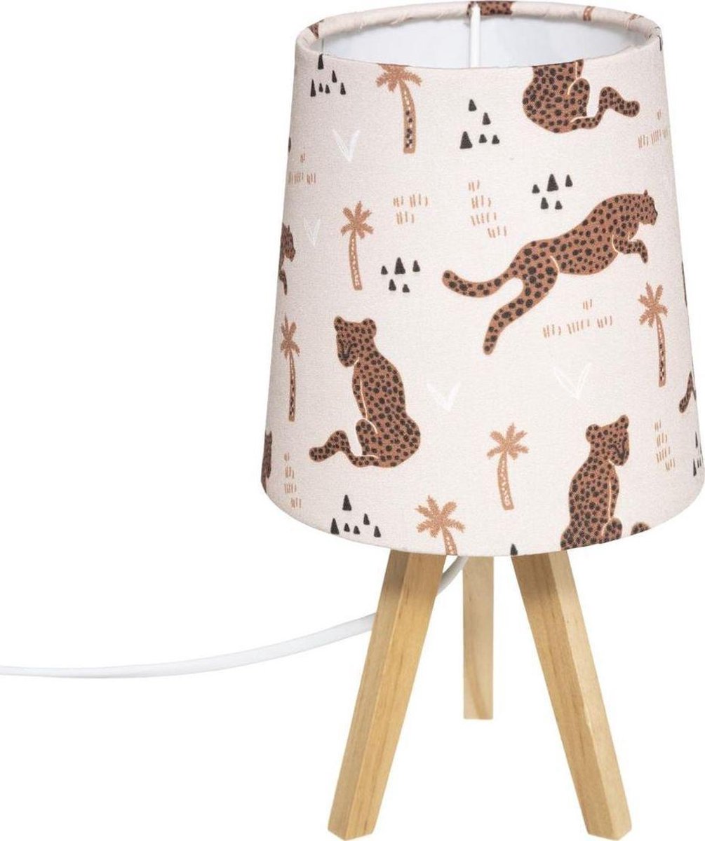 Kinderlampe - Nachtlicht - Dschungel Panther - Hellrosa - Baby- oder Kinderzimmer - 13x13