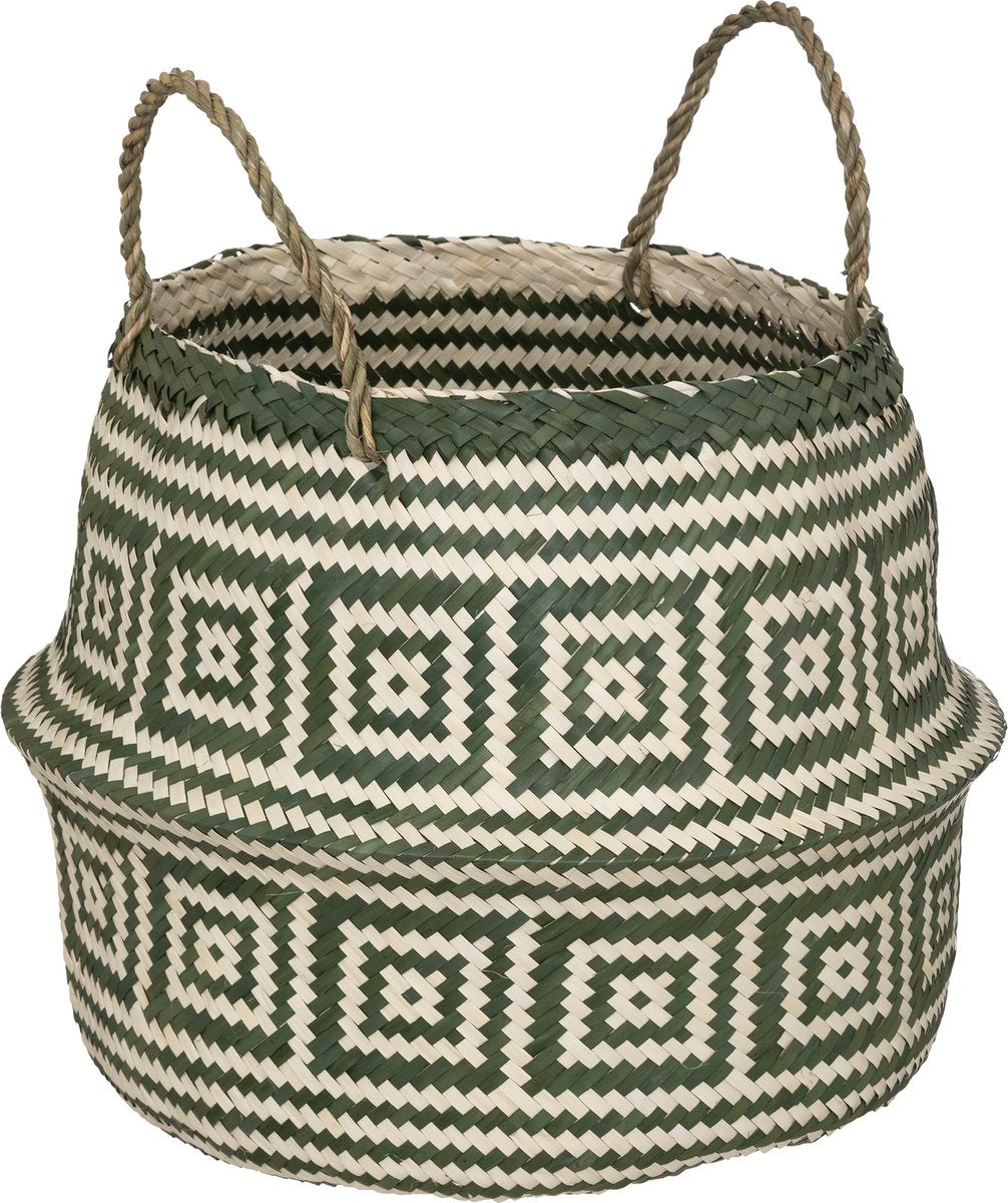 Wicker Basket - Seagrass Natural green and natural 35 x 40 cm - Flower pot