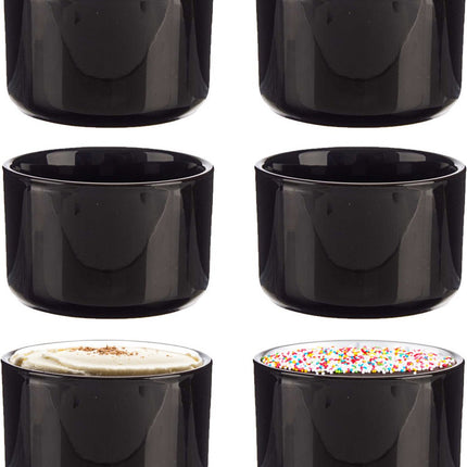 Vessia Coupelles/ramequins à dessert/plats de service - lot de 6 - noir - 10 x 6 cm - cuisine/table à manger - céramique