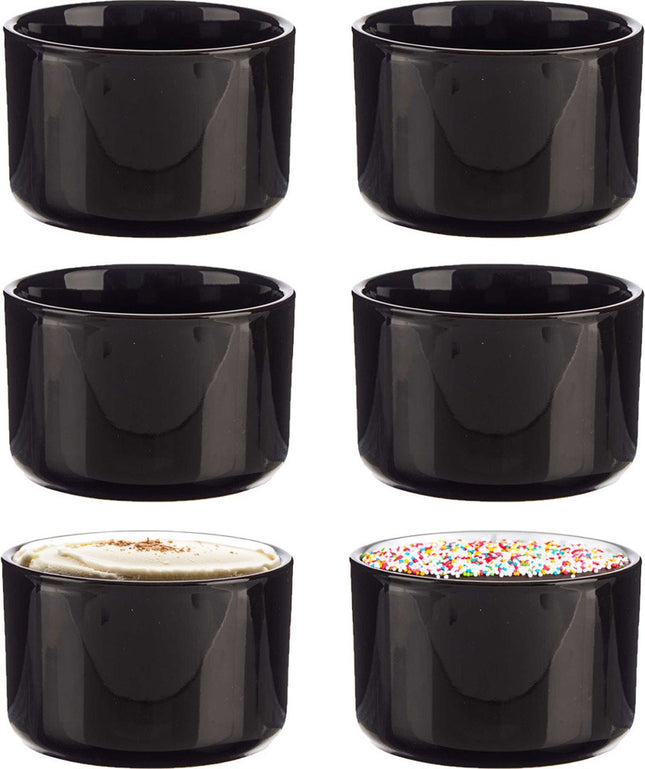 Vessia Coupelles/ramequins à dessert/plats de service - lot de 6 - noir - 10 x 6 cm - cuisine/table à manger - céramique