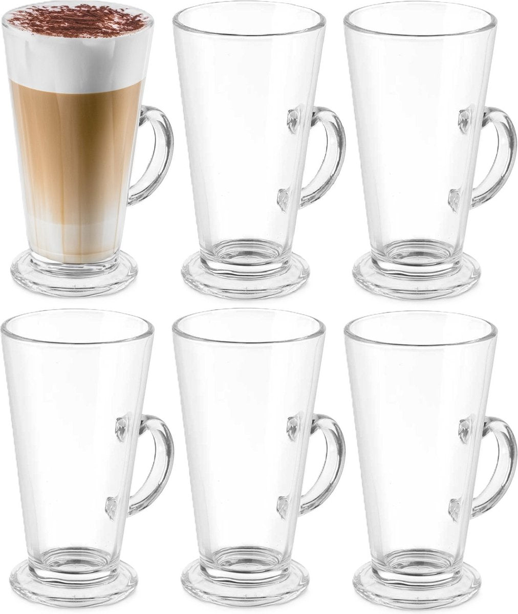 Vivalto latte macchiato glazen Paris – 6 koffieglazen met oor, 280 ml