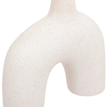 Design Vaas van Wit Zandkeramiek – Asymmetrisch | Hoogte 18 cm | Scandinavische Stijl | Decoratieve Interieurvaas