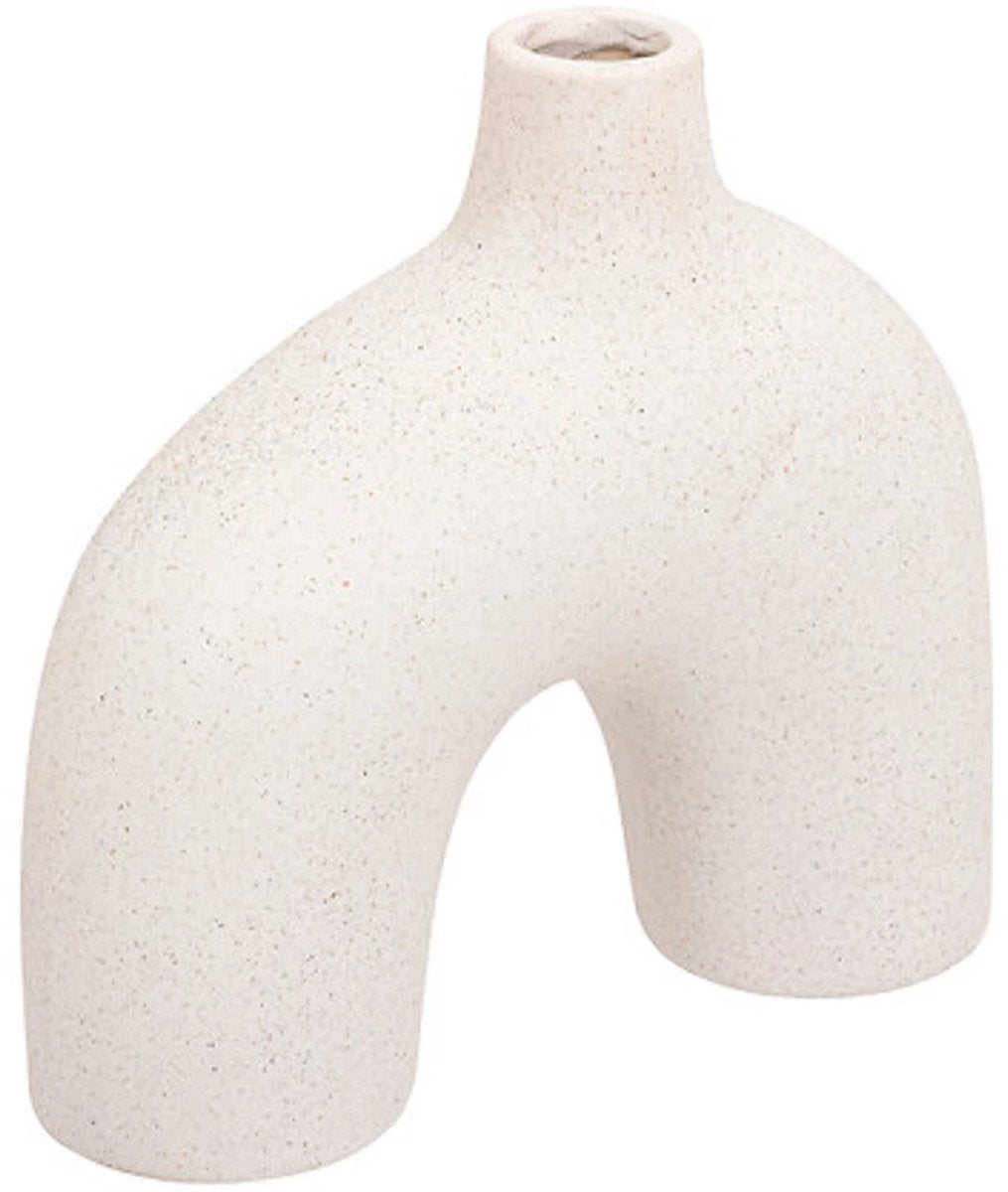 Atmosphera witte vaas van zandkeramiek – asymmetrisch design, 17 cm hoog