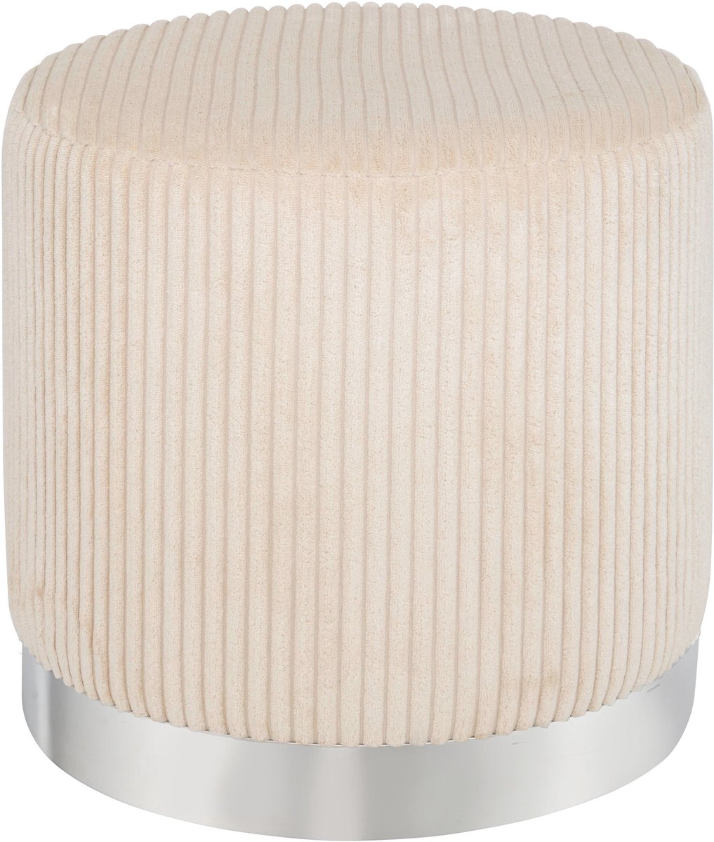 Atmosphera Sylia Corduroy Pouffe - Ø38xH38 cm - Ivory