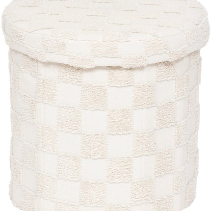 Atmosphera Pouf Pliant Carreaux - Ø38xH38cm - Beige