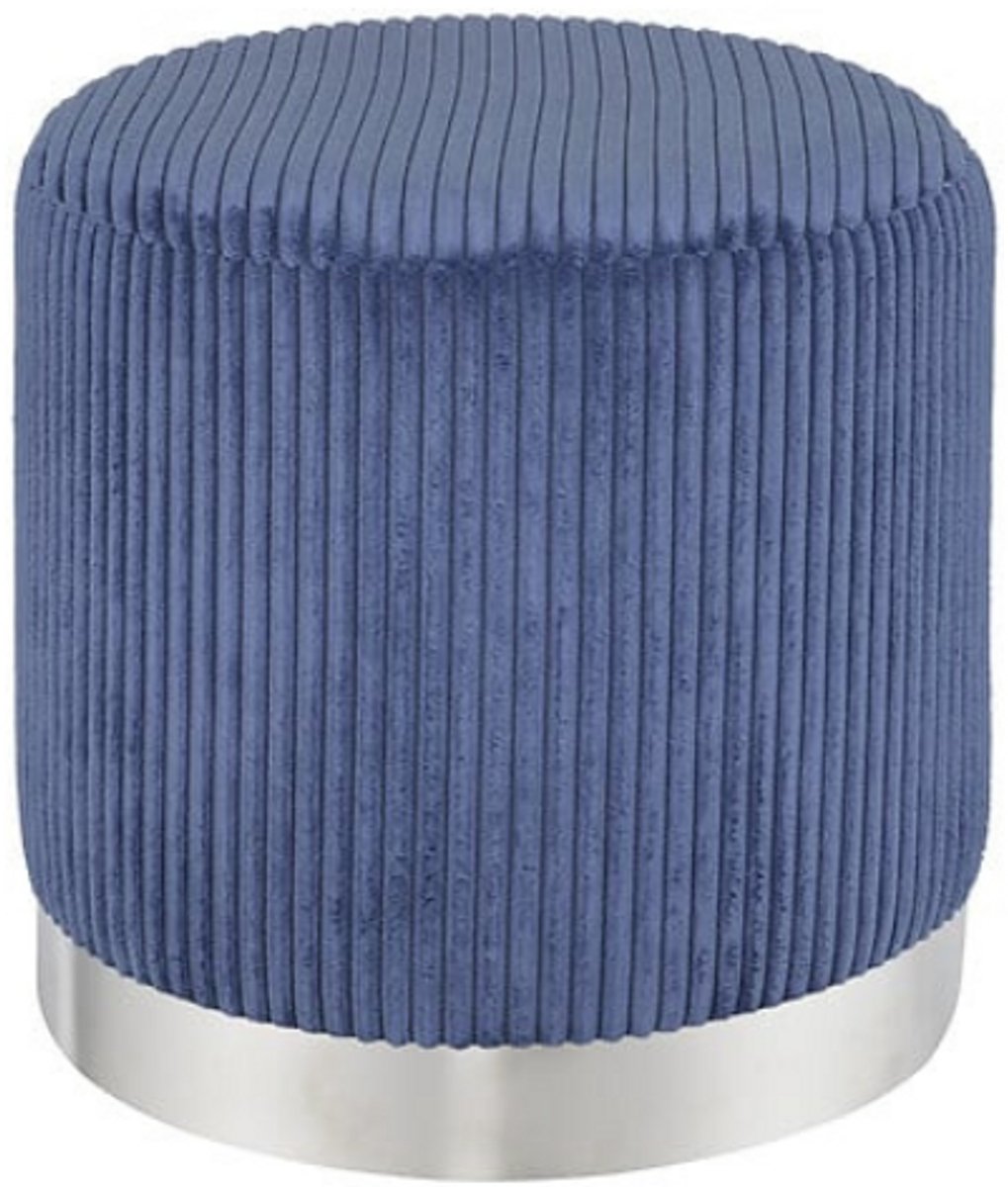 Atmosphera Sylia Cord-Pouf - Ø38xH38 cm - Tintenblau