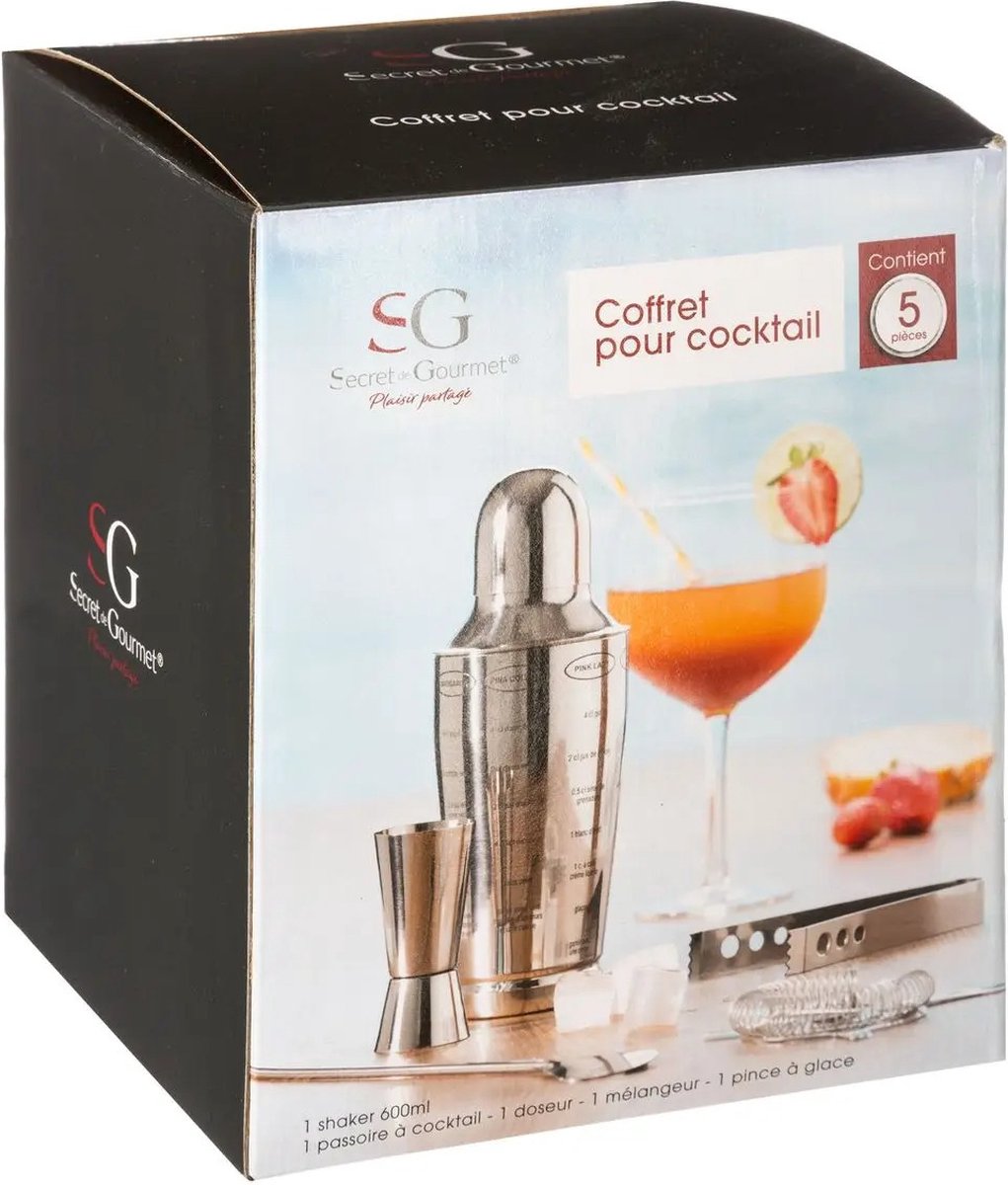 Cocktailshaker 600 ml Edelstahl 5-teiliges Set