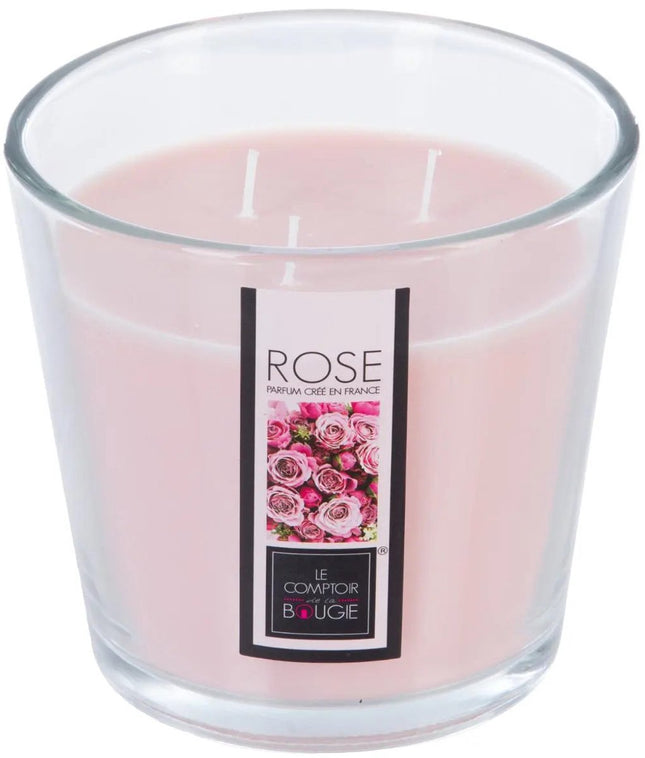 Atmosphera Candles Bougie parfumée - en verre - arôme fleurs de rose - 40 heures de combustion - 13 x 12 cm - décoration d'intérieur - bougies parfumées