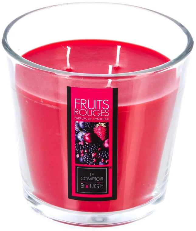 Atmosphera Candles Geurkaars - in glas - rood fruit aroma - 40 branduren - 13 x 12 cm - woondecoratie - geurkaarsen