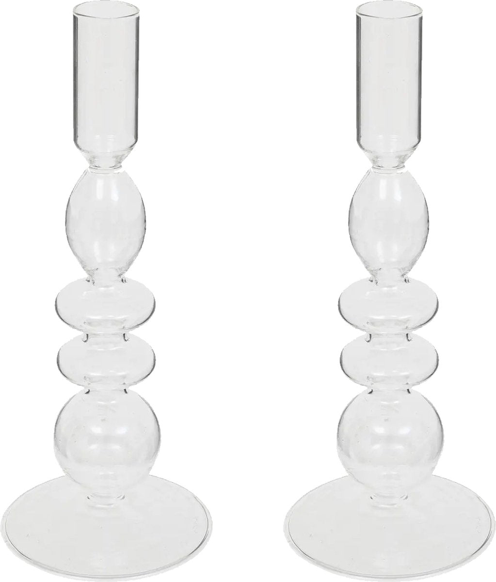 Atmosphera glazen kandelaar Murano – set van 2, transparant, 22 cm hoog