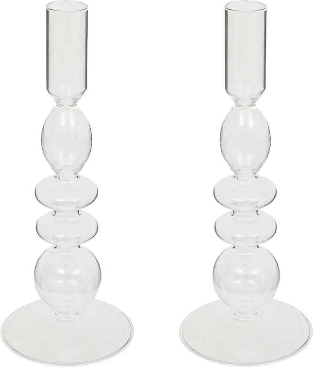 Atmosphera bougeoir Murano - 2x - verre - bougies de table - transparent - D9 x H22 cm