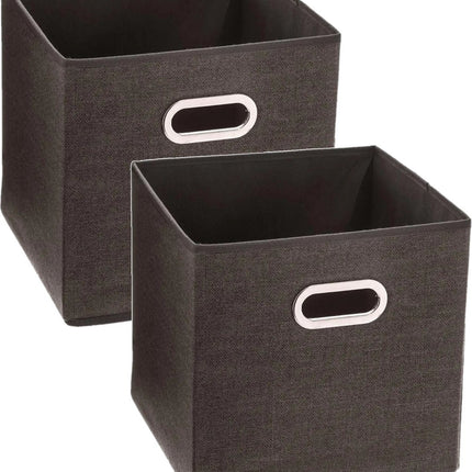 Lot de 2 paniers de rangement/paniers de placard en lin marron de 29 litres 31 x 31 x 31 cm - Boîtes de rangement - Paniers pour étagères modulables