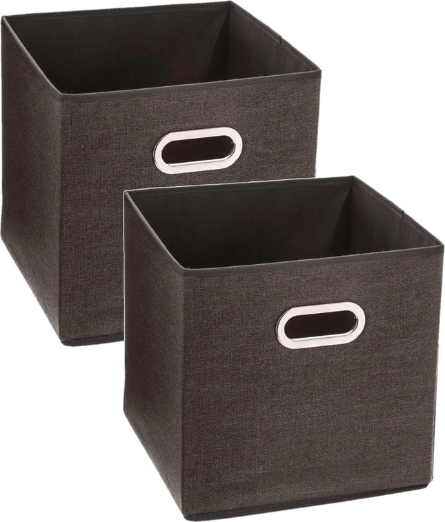 Lot de 2 paniers de rangement/paniers de placard en lin marron de 29 litres 31 x 31 x 31 cm - Boîtes de rangement - Paniers pour étagères modulables
