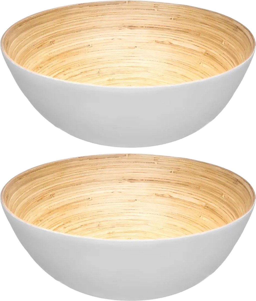 Secret de Gourmet Salatschüssel/Servierschale - Bambus weiß - D25 cm - 2er Set