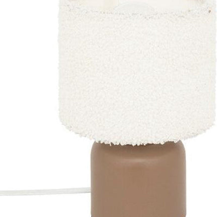 Atmosphera Lampe de table Bona bouclette - Ø14xH22cm - Marron/Blanc