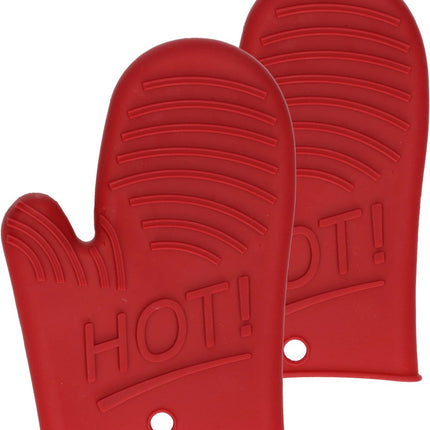 Secret de Gourmet Gant/manique de cuisine en silicone - 2x - rouge - 15 x 21 cm - Manique - Gant de cuisine