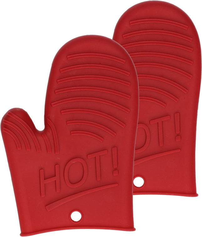 Secret de Gourmet Gant/manique de cuisine en silicone - 2x - rouge - 15 x 21 cm - Manique - Gant de cuisine