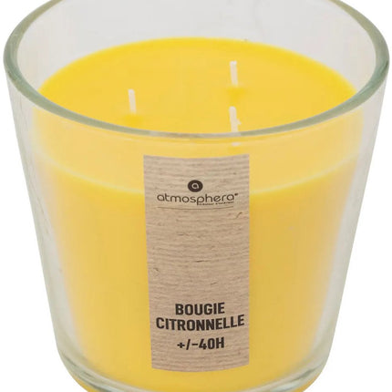 Atmosphera Candles Bougie parfumée - en verre - arôme citronnelle - 40 heures de combustion - 13 x 12 cm - décoration d'intérieur - bougies parfumées