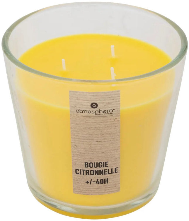 Atmosphera Candles Bougie parfumée - en verre - arôme citronnelle - 40 heures de combustion - 13 x 12 cm - décoration d'intérieur - bougies parfumées