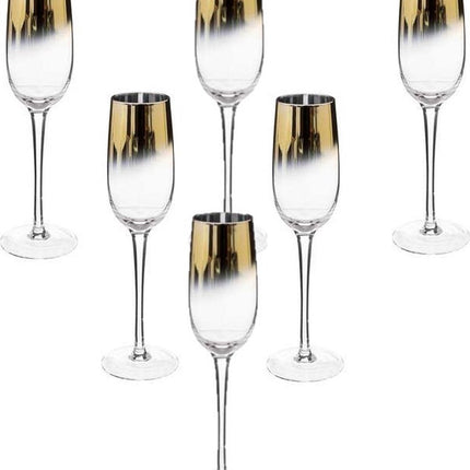 Secret de Gourmet Flûtes à champagne Arya - 6 pièces or/transparent - verre - 210 ml