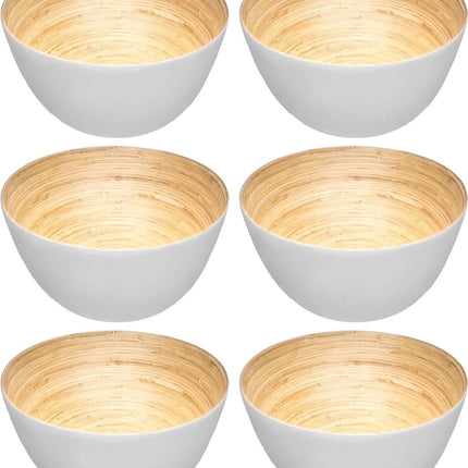 Secret de Gourmet - 6x - Saladiers/plats de service - bambou blanc - D17 cm