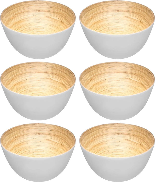 Secret de Gourmet - 6x - Saladiers/plats de service - bambou blanc - D17 cm