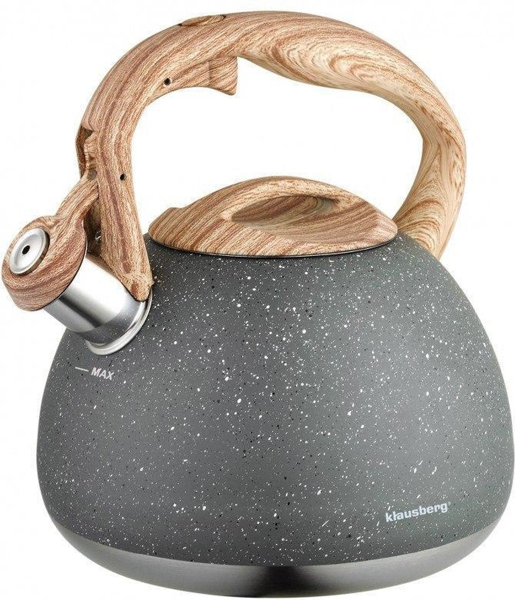 Klausberg 7509 - Whistling kettle - grey marble - 2.8 litres