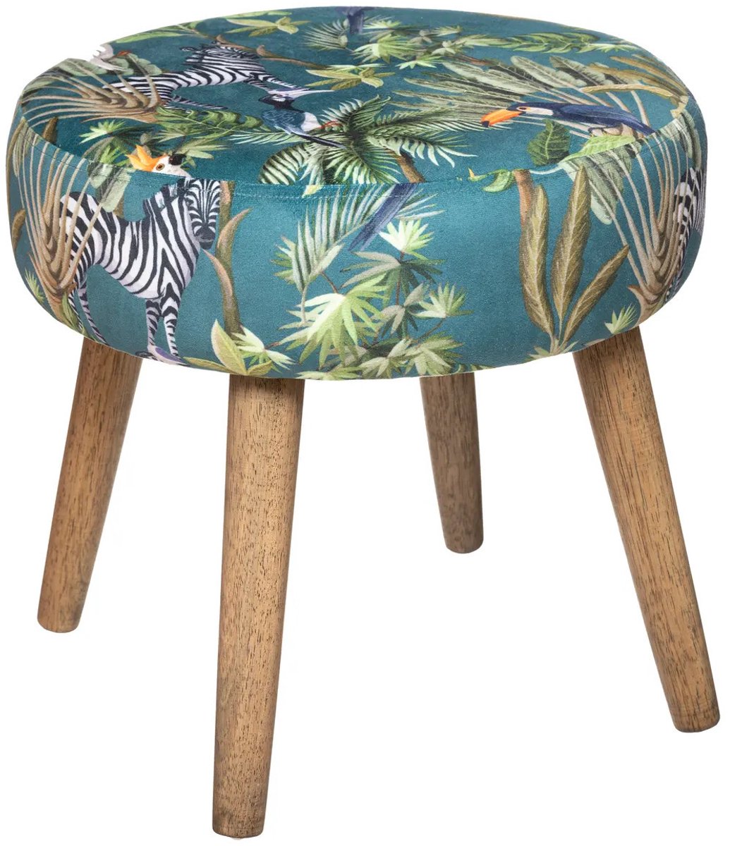 Atmosphera Beistellhocker Jungle Boogie - grün - Holz/Stoff - Ø38 x H40 cm - Möbel - Sitzen