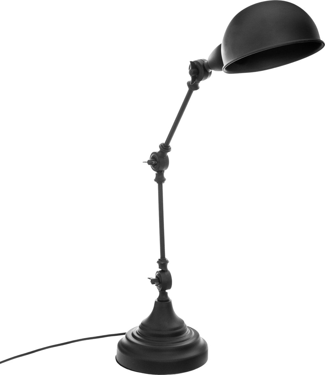 BUREAULAMP - TAFELLAMP ZWART - BASALT ROBUUST - VERSTELBAAR  - E14 -  SNOER AAN/UIT