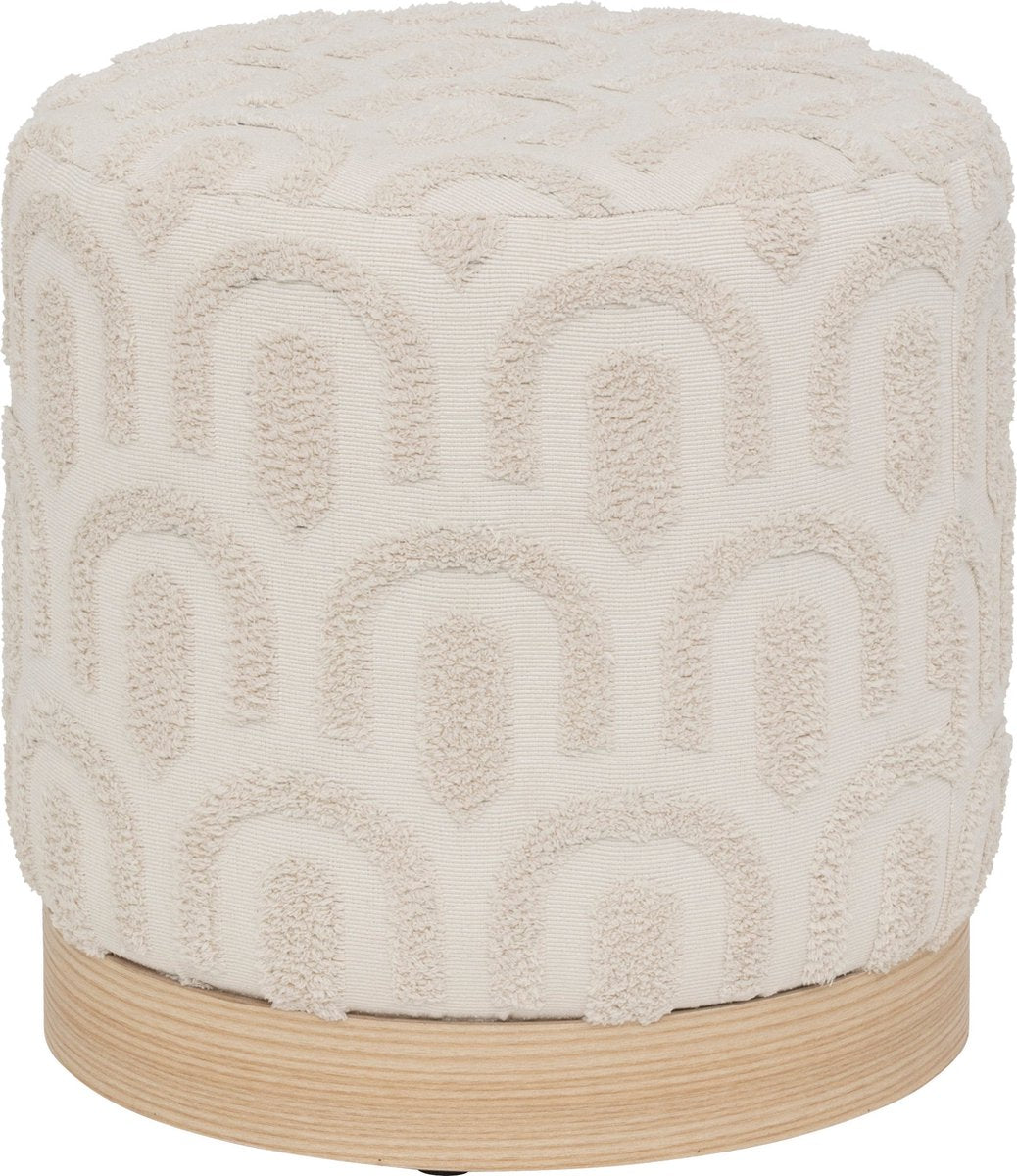 Atmosphera Copas Poef - Ø38xH38 cm - Voetbankje - Wit