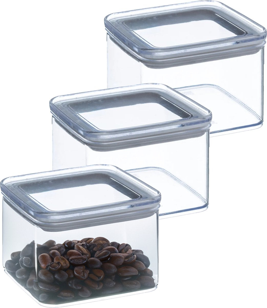 5Five Storage Jar - 5x - kitchen/food - plastic - 500 ml - airtight lid - transparent - 10 x 10 x 7 cm