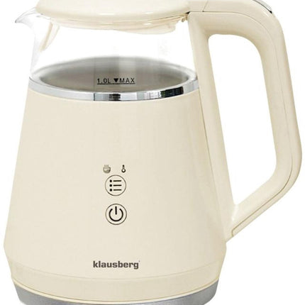 Klausberg KB-7893 Bouilloire électrique – 1 litre, design en verre, panneau de commande LED, 5 réglages de température, fonction maintien au chaud