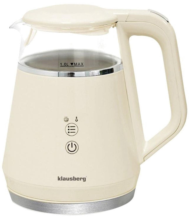 Klausberg KB-7893 Bouilloire électrique – 1 litre, design en verre, panneau de commande LED, 5 réglages de température, fonction maintien au chaud