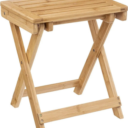 5Five - Table d'appoint pliable - 2x - bois de bambou - L39 x l33 x H44 cm