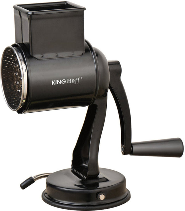 KINGHoff Râpe Tambour - 5 Cartouches Râpes Interchangeables - Noir - Râpe Manuelle à Fromage et Légumes - Modèle KH-1951