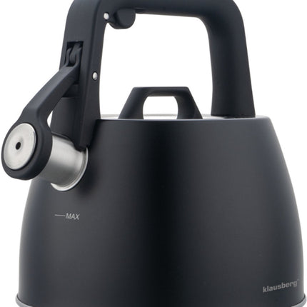 Klausberg 7915 - Bouilloire sifflante - 2,5 litres - Acier inoxydable - Noir