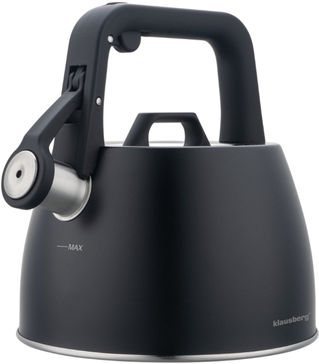 Klausberg 7915 - Whistling kettle - 2.5 liters - Stainless steel - black