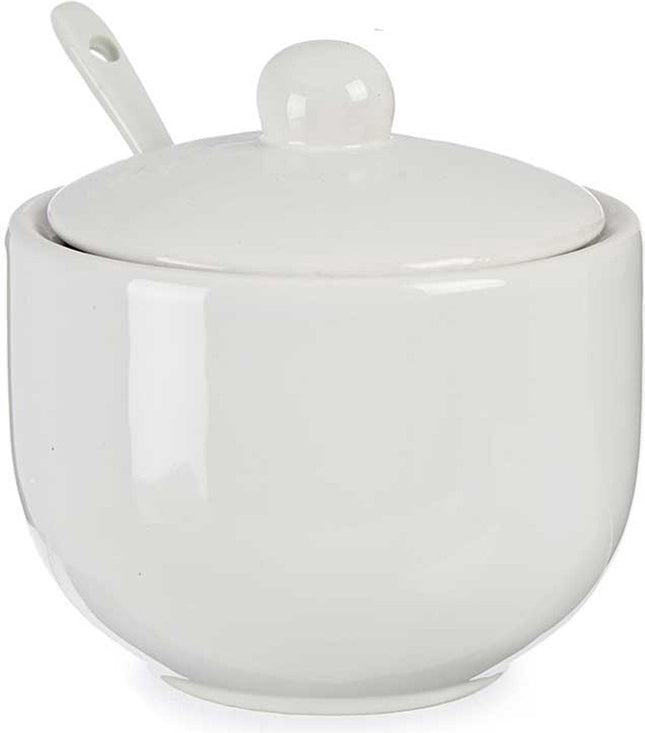 Sucrier Vessia avec couvercle - blanc - 310 ml - porcelaine - 10 x 10 x 9,5 cm
