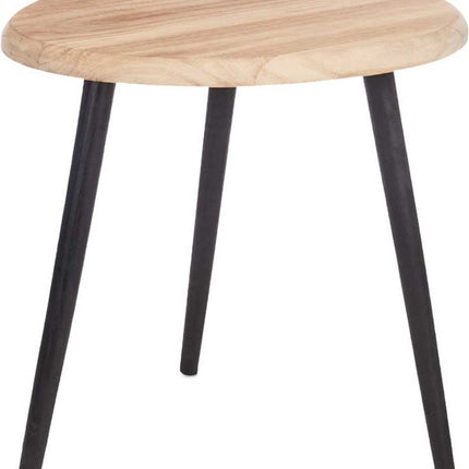 Giftdecor Bijzettafeltje Alaska - hout - beige/zwart - D46 x H50 cm - plantenpot verhoger/koffie tafel