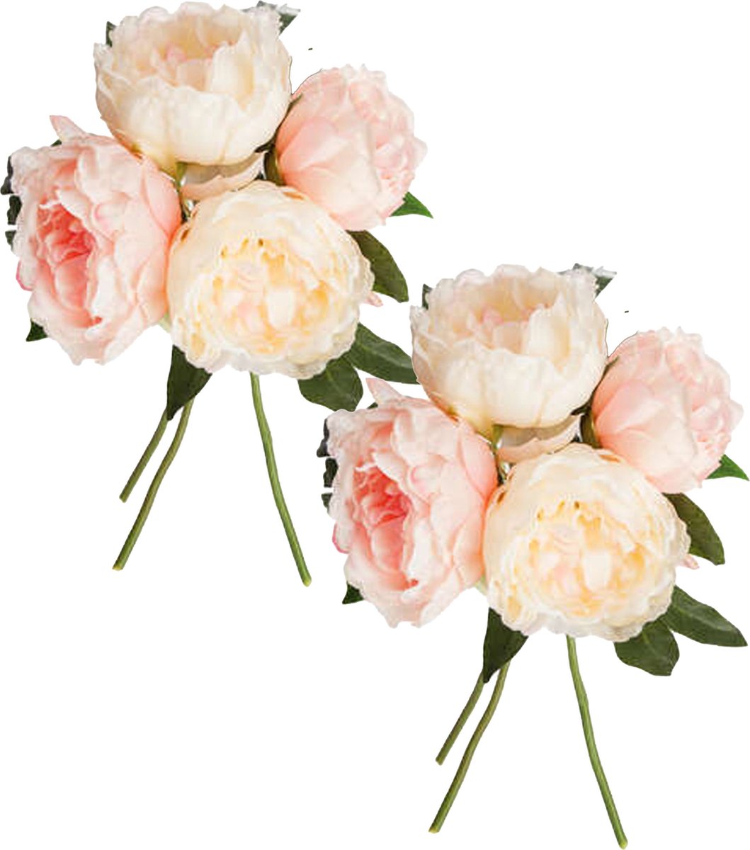 Atmosphera artificial peony bouquet - 8 pieces - pink - H30 cm - light pink flowers